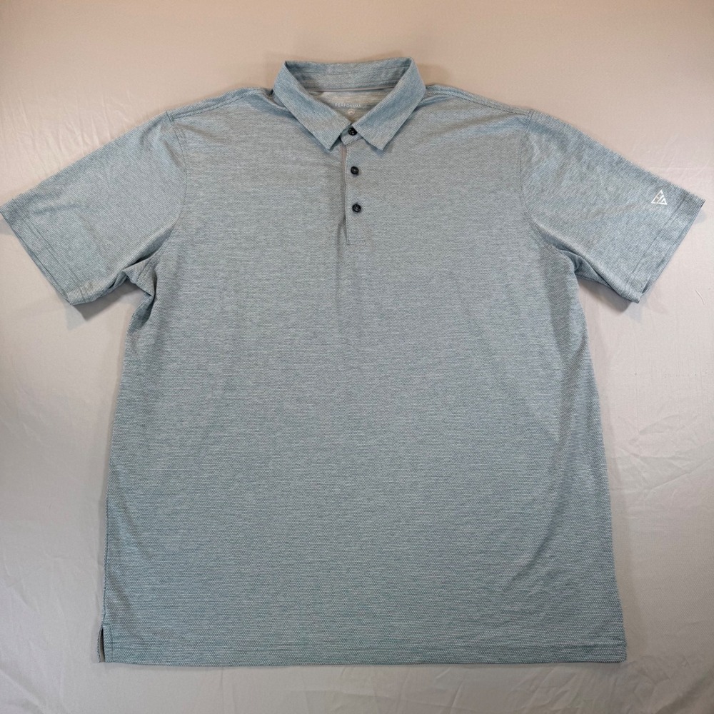 Maelreg Performance Polo Shirt Mens 2XL Blue Textured Short Sleeve Golf Top